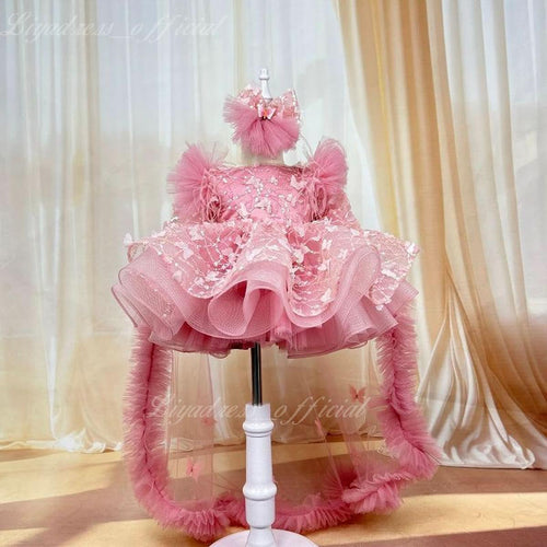 Butterfly Fluffy Princess Dress Long Sleeve Christmas & Birthday | KLFFIGID