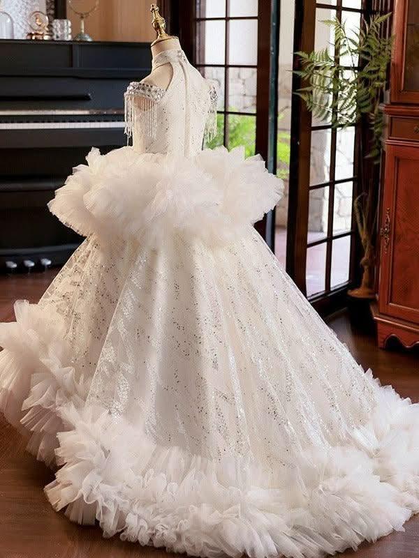 Elegant Princess Dress Luxurious Crystal Embellished Dress Classic and Modern Fusion Children's Princess Dress