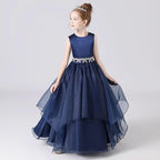 Dreamy Blue Gown for an Elegant Little Princess Multi-Layered Organza Dress for a Touch of Royal Playfulness