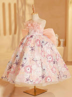 Dreamy Garden Princess Dress Embroidered Floral Ball Gown Sweet Bow Princess Gown