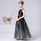 Sparkling Black Sequin Gown Perfect Sleeveless Black Sequin Princess Dress Sweet and Stylish: High-End Evening Party Dress