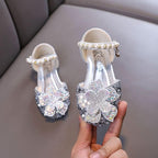 Girls’ Pearl Rhinestone Princess Shoes, Elegance Redefined Sparkling Crystal Flower Shoes Comfortable and Beautiful Little Princess Shoes
