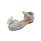 Sparkling Princess Shoes Elegant Pearl-Accented Girls' Shoes Dreamy Crystal Shoes Cute Bow Design