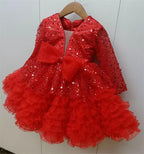 2Pcs Long Sleeve Sequin Birthday Party Dress with Headband | KLFFIGID