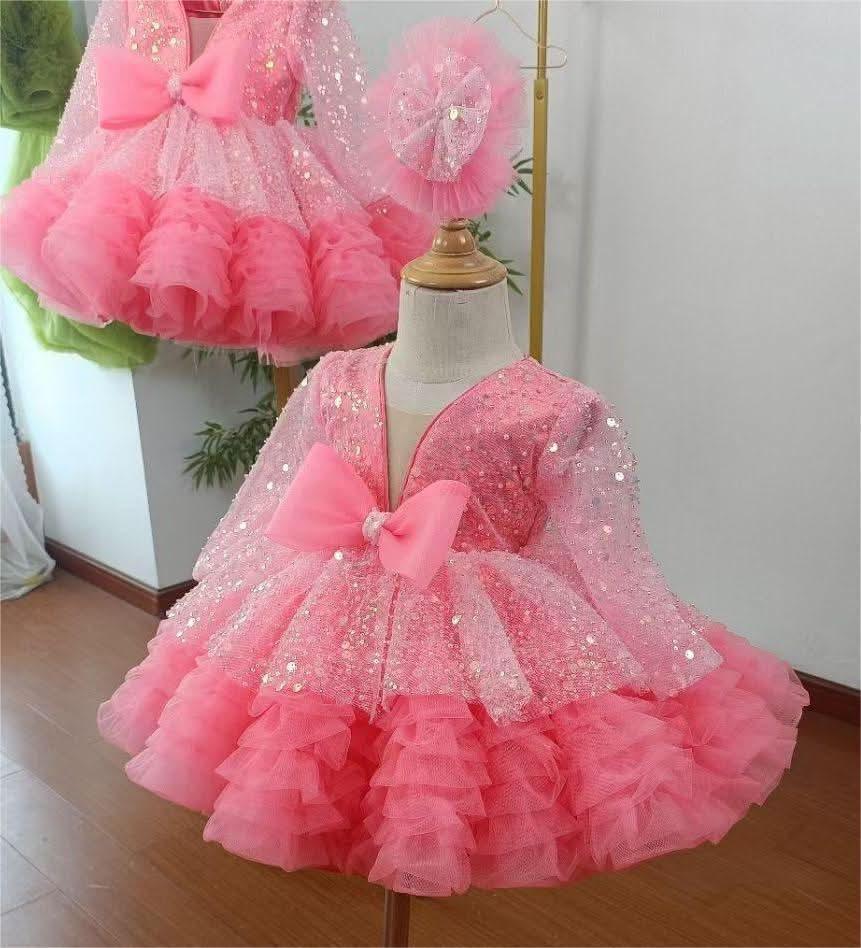 Long Sleeve Sequined Purple Princess Party Dress | KLFFIGID
