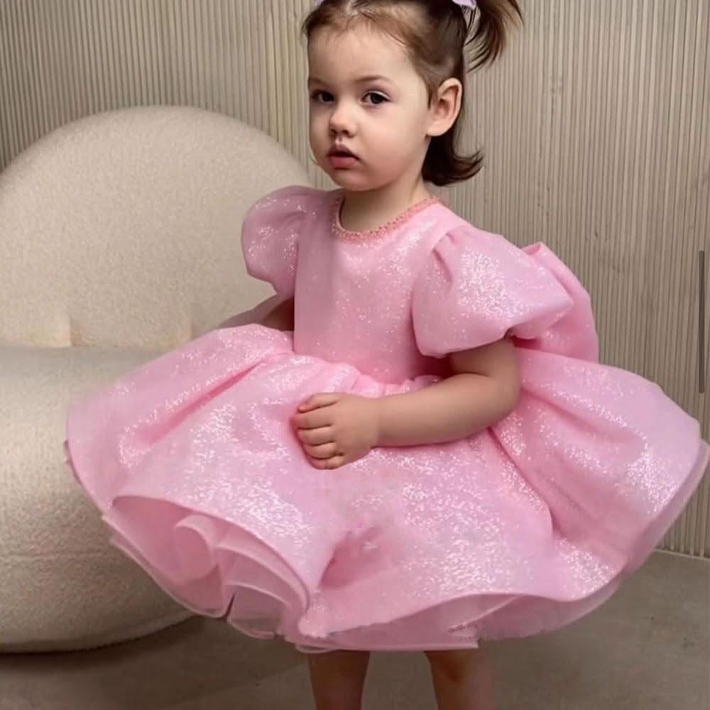 Big Bow Girls Fluffy Gauze Flower Princess Wedding Dress | KLIFFIGID