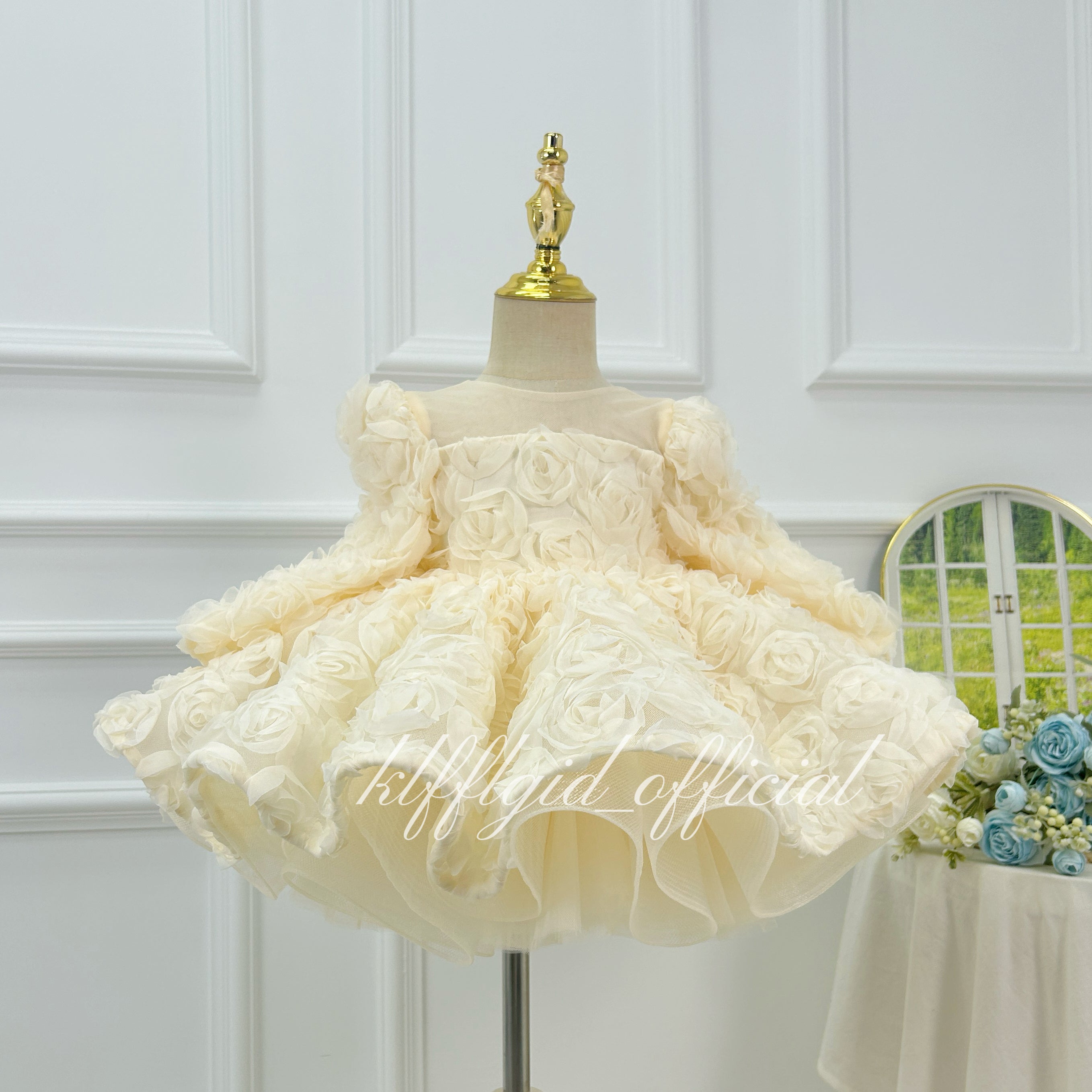 Floral 1st Birthday & Wedding Flower Girl Pageant Dress | KLFFIGID