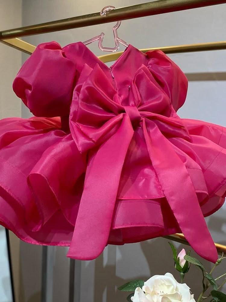 Flower Dress for Girls Puff Sleeve Feather Princess | KLFFIGID