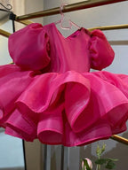Flower Dress for Girls Puff Sleeve Feather Princess | KLFFIGID