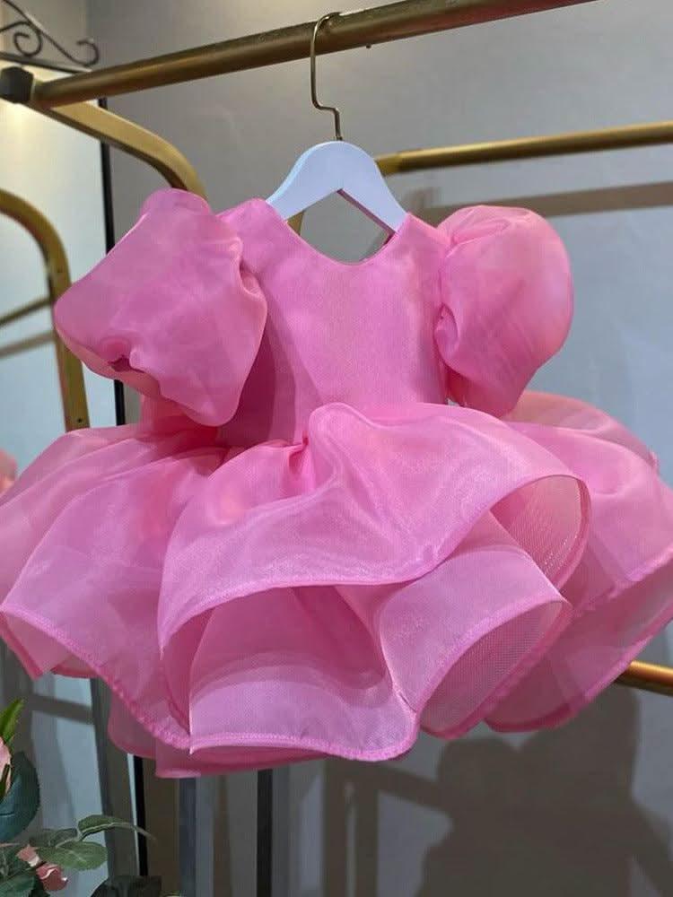 Flower Dress for Girls Puff Sleeve Feather Princess | KLFFIGID