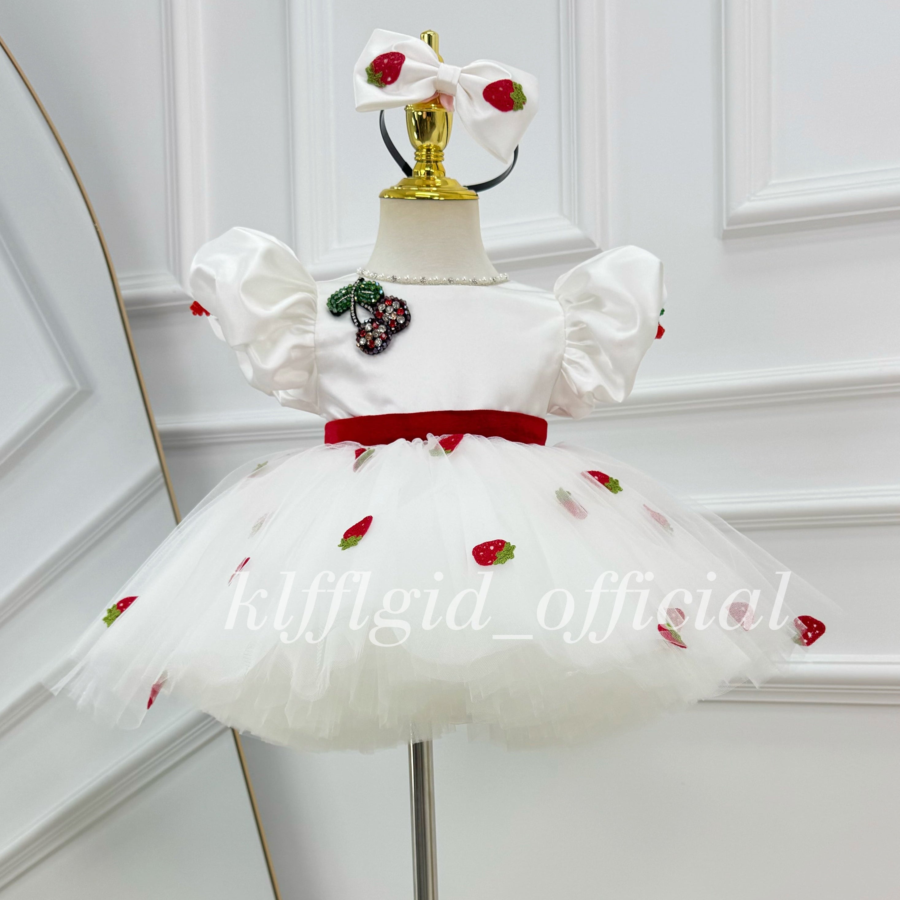 Baby Girl Birthday Dress Cherry Party-Themed Dress Elegant Princess Costume｜KLFFIGID