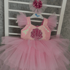 Flutter Sleeve Sequined Shell Baby Birthday Princess Dress | KLFFIGID