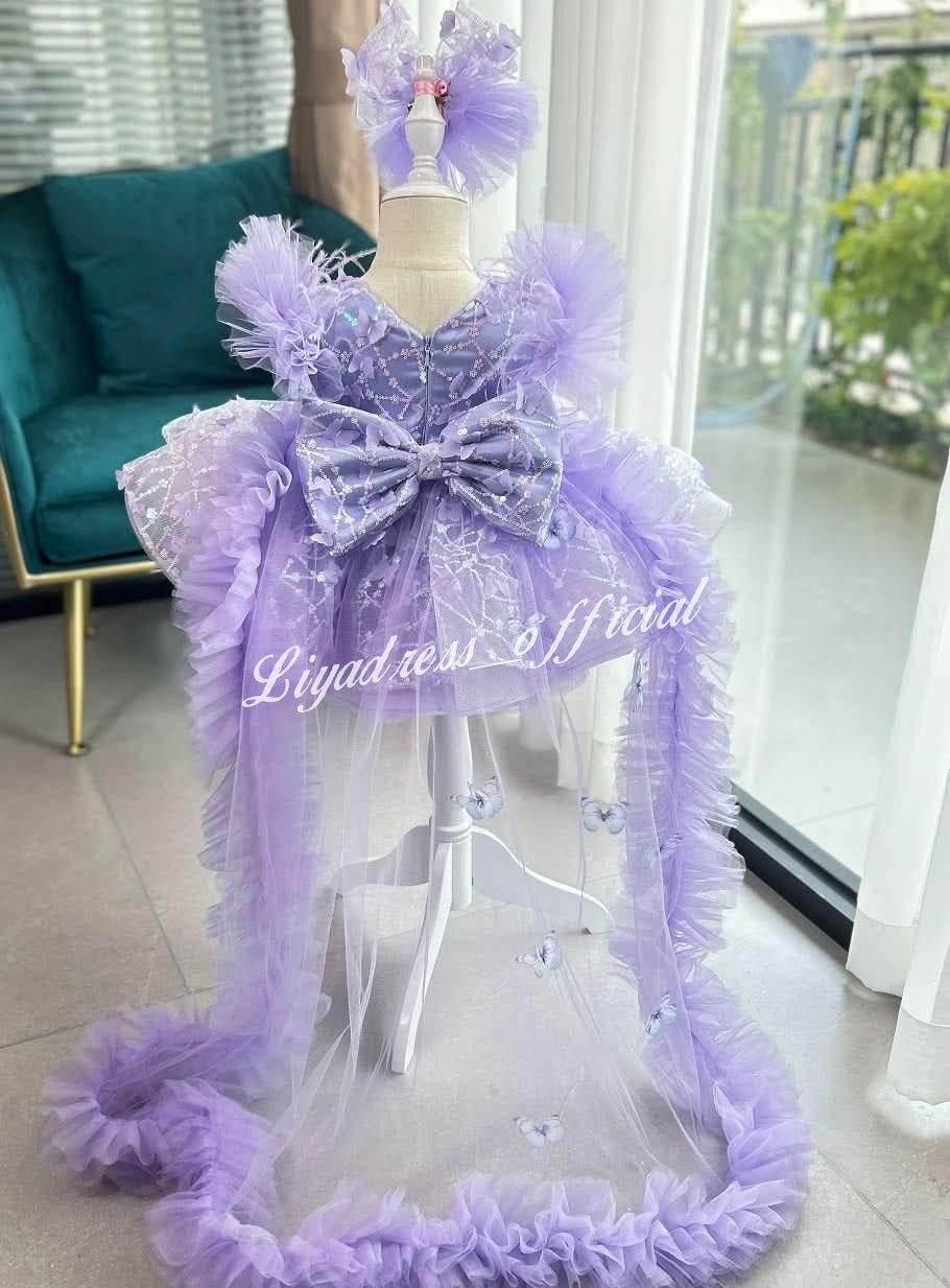 Baby First Birthday Bow Tail Princess Dress Party Frock | KLFFIGID