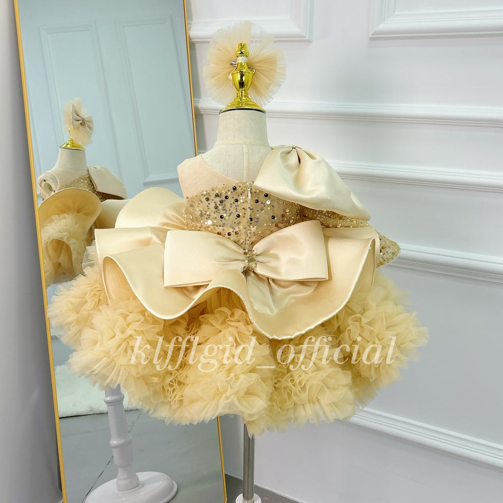 Fashion Baby Birthday Dress Glamorous one-shoulder pageant gown | KLFFLGID
