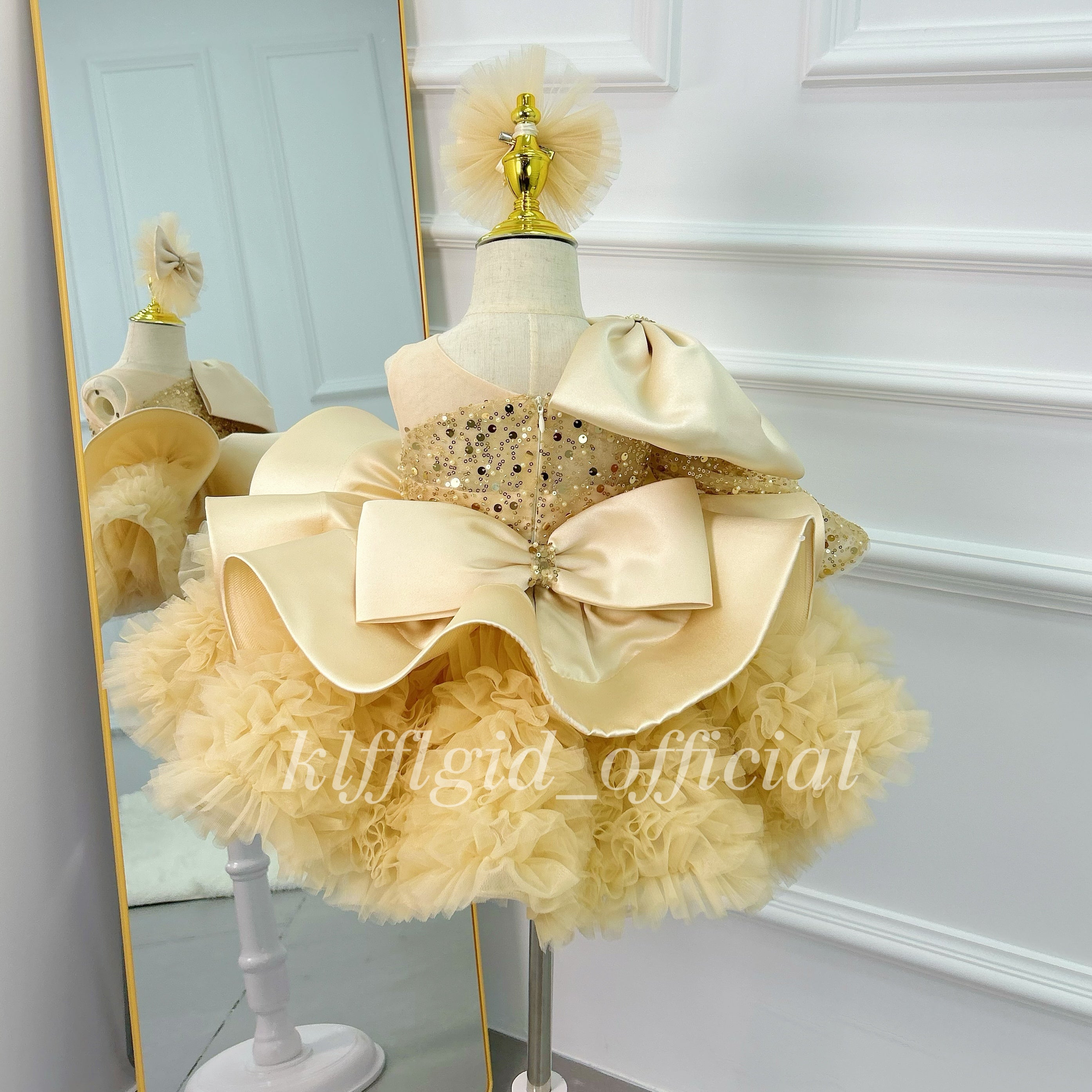 Fashion Baby Birthday Dress Glamorous one-shoulder pageant gown | KLFFLGID