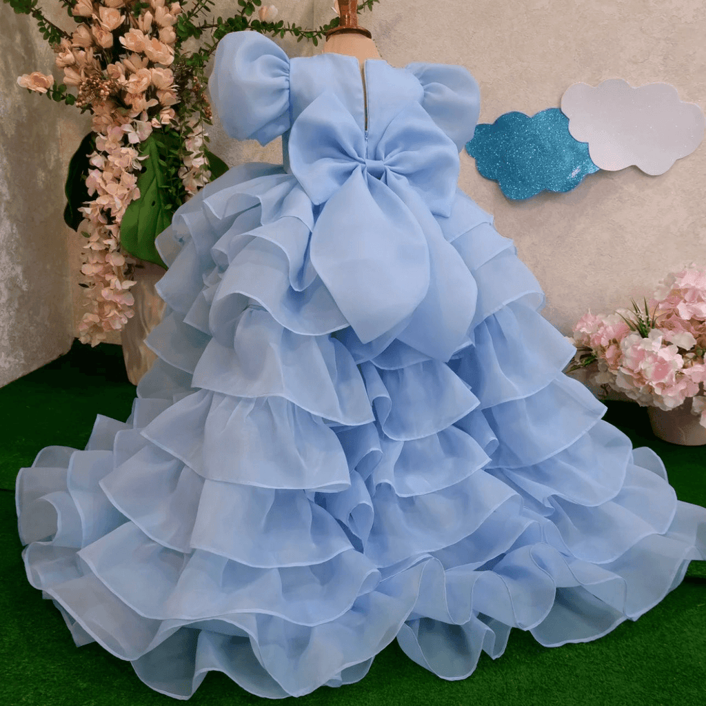 Girls Puff Sleeve Tail Birthday Party Princess Dress 0-12 Years | KLFFIGID