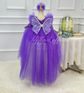 Toddler Big Bow Princess Dress Luxury Purple Birthday Dress | KLFFIGID