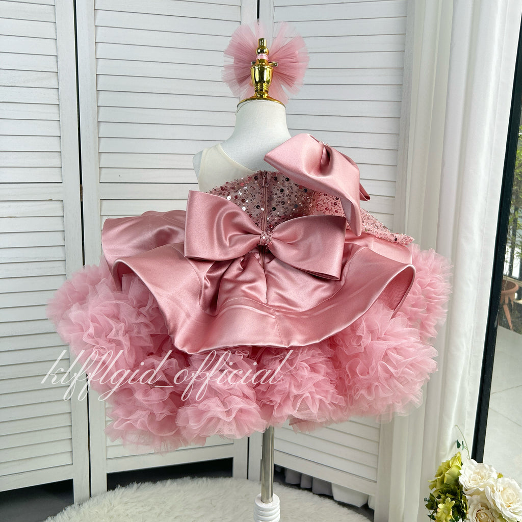 Fashion Baby Birthday Dress Glamorous one-shoulder pageant gown | KLFFLGID