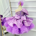 One-Shoulder Mesh Fluffy Stage Performance Dress for Girls | KLFFIGID