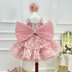 Cute Toddlers Birthday Dress Elegant Pageant Gown with 3D Butterflies | KLFFLGID