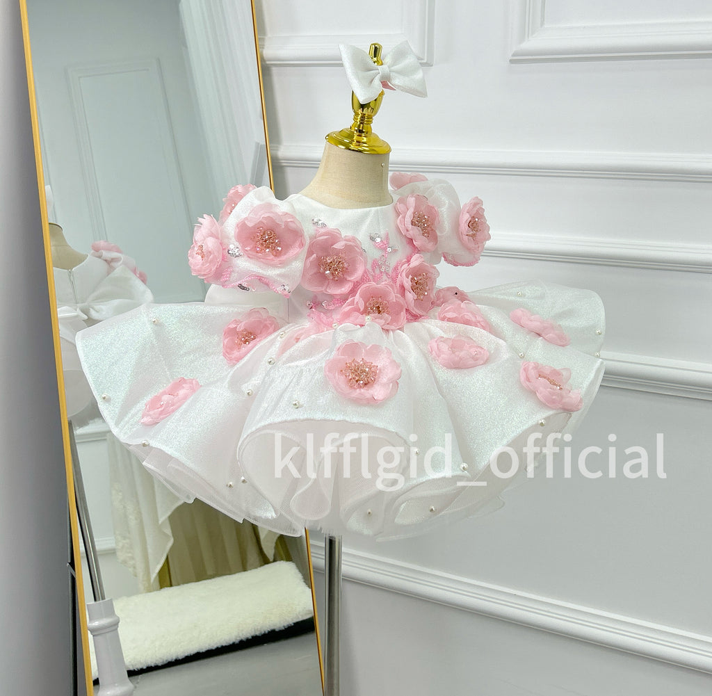Toddlers Birthday dress Floral-themed runway evening gown  | KLFFLGID