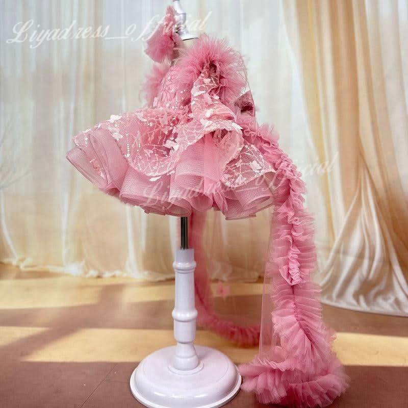 Butterfly Fluffy Princess Dress Long Sleeve Christmas & Birthday Outfit | KLFFIGID