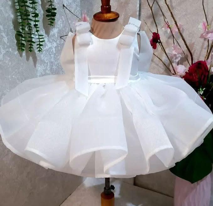 Big Bow Sleeveless Feather Flower Princess Dress | KLFFIGID