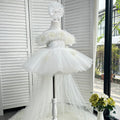 KLFFLGID Romantic Off-Shoulder Train Dress Ivory | Wedding Ceremony (0-12Y)