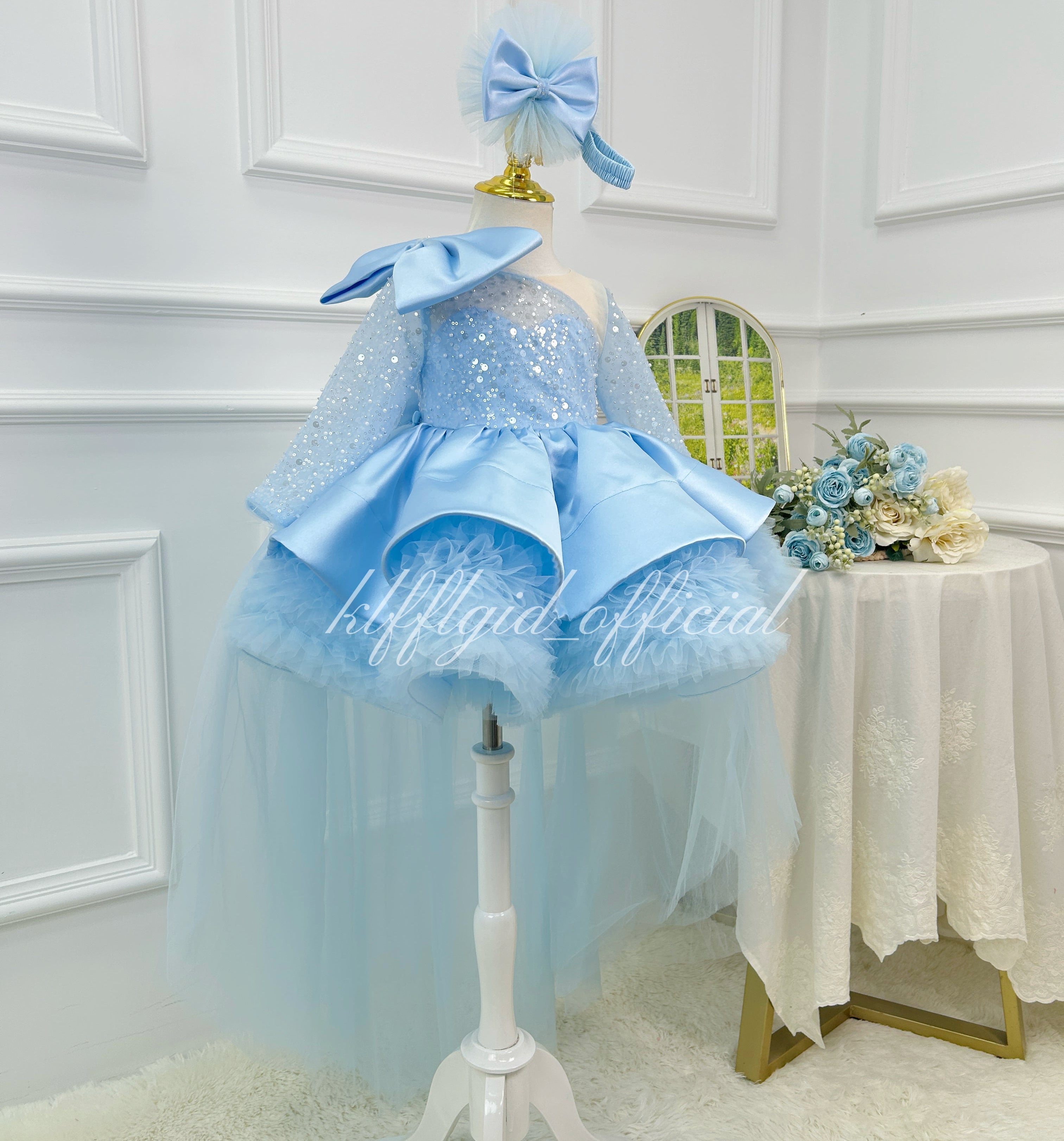 Baby 1st Birthday Luxury Sequin Dress for Little Girls | KLFFIGID