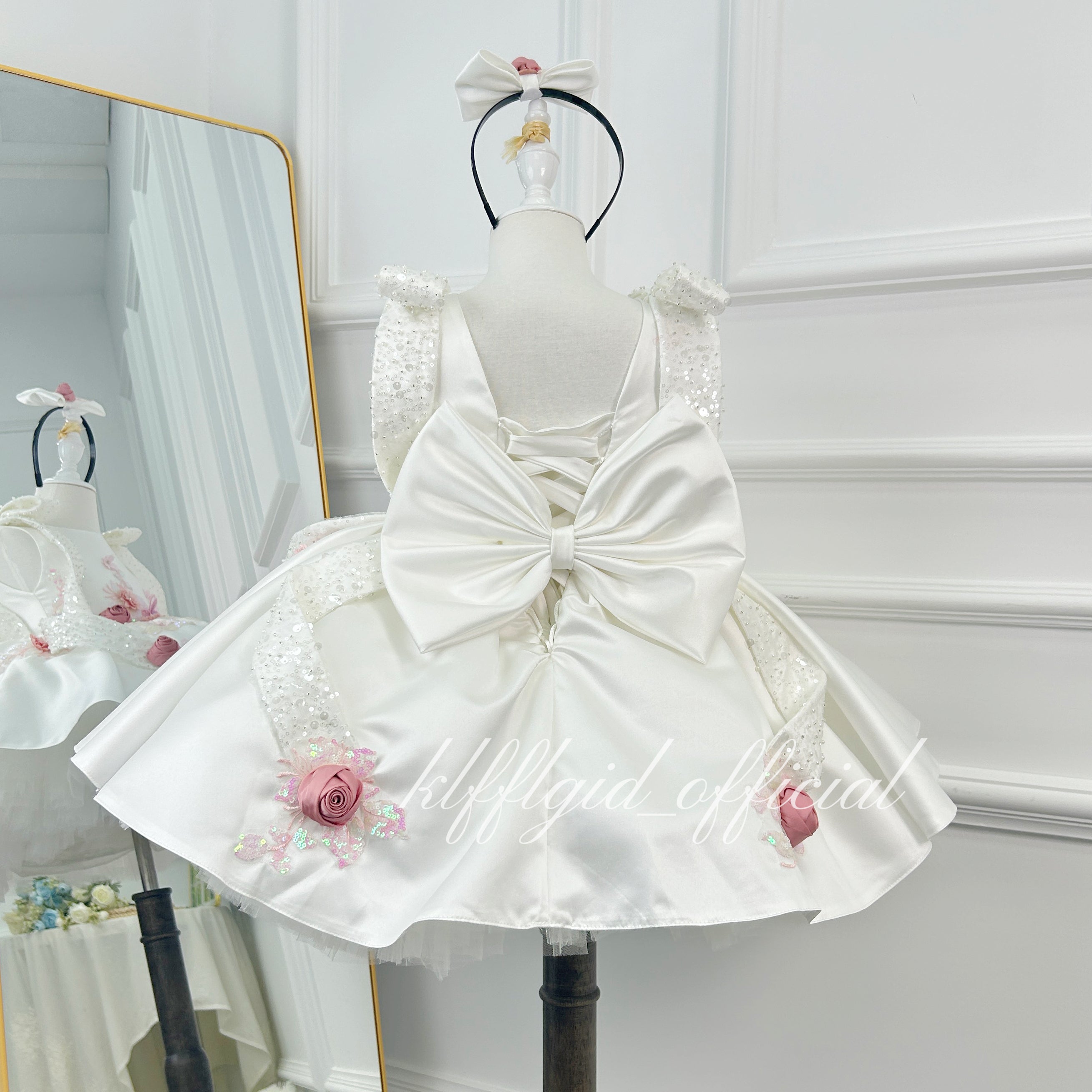 Baby Birthday 3D Floral Dress & Wedding flower girl Dress | KLFFIGID