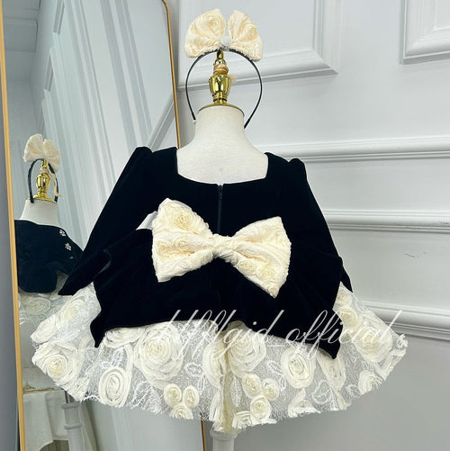 Baby Birthday Dress Wedding Flower Girl Dress Audrey Hepburn-style pageant gown｜KLFFIGID