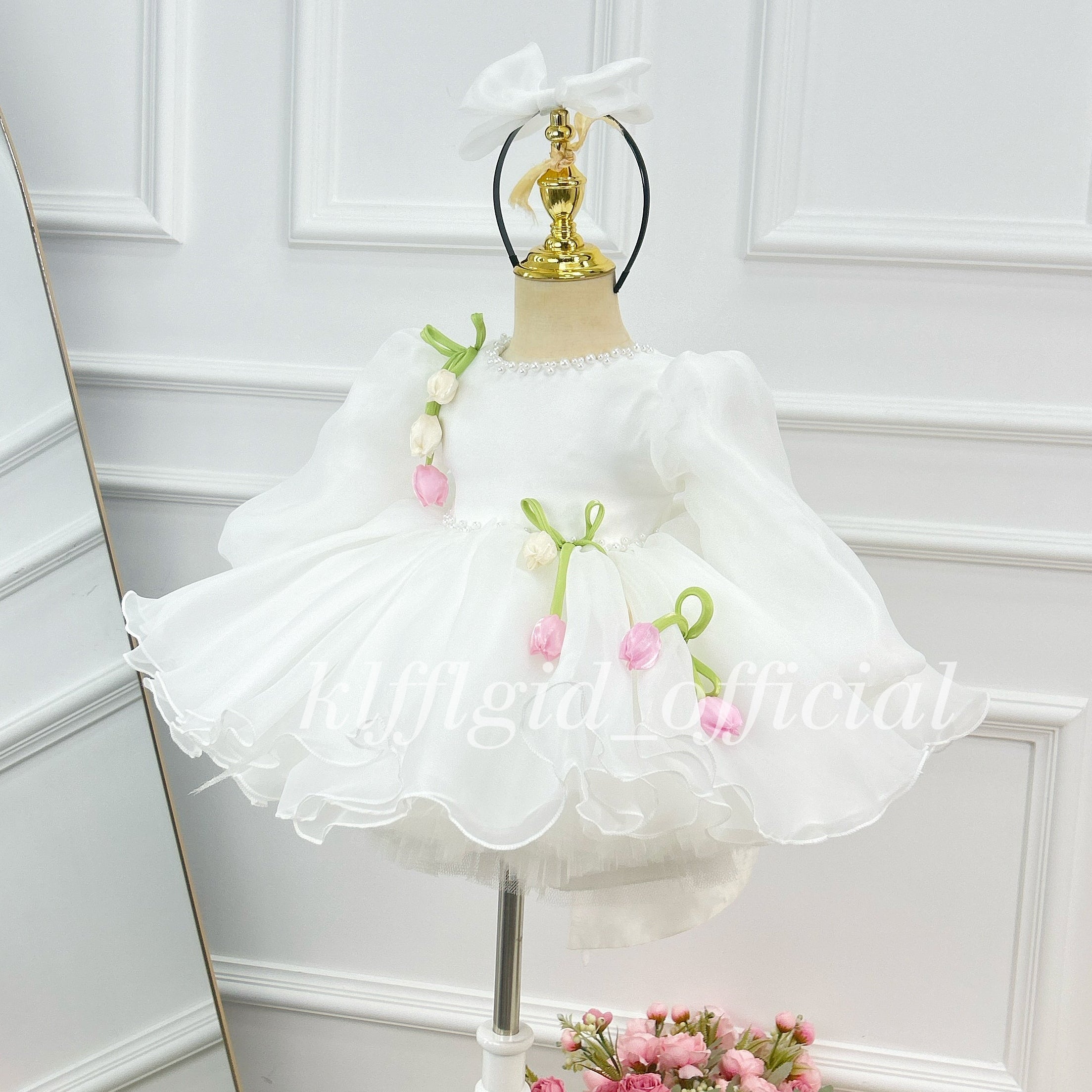 Baby Birthday Dress Stylish floral long-sleeve dress Wedding flower girl｜KLFFIGID