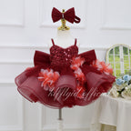 Toddlers Birthday dress Pageant gowns for girls Burgundy Christmas dress  | KLFFLGID
