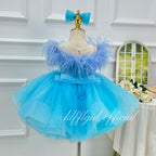 Stylish Feather Pageant Gown & Baby Birthday Dress | KLFFLGID
