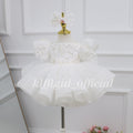 Girls 1st Birthday Pure White Sequined Floral Ultra-Fluffy Princess Dress | KLFFLGID