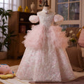 Wedding dress flower girl birthday party fluffy short sleeve sequin girl princess dress