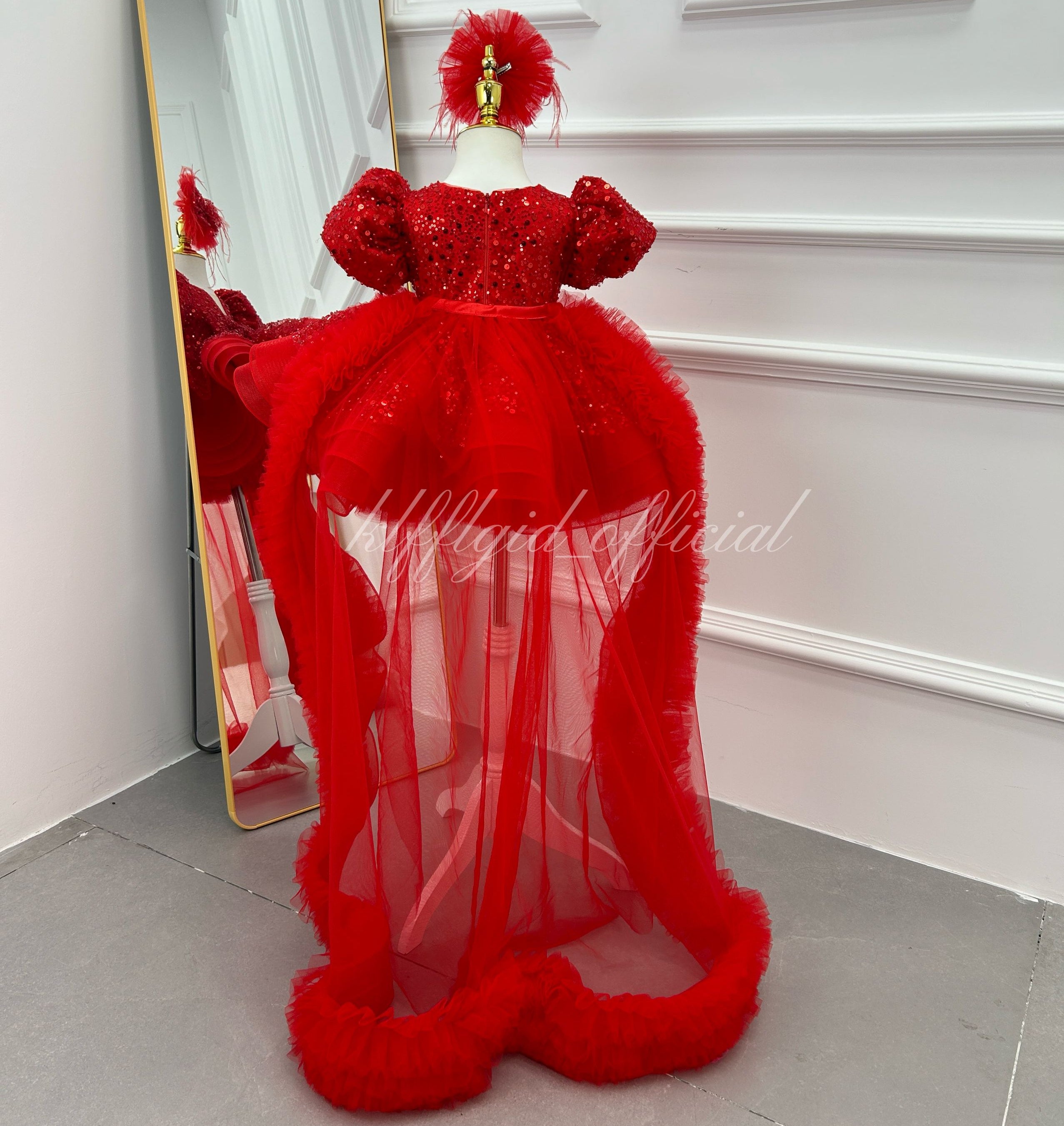Baby First birthday dress Flower girl dress Red Christmas dress for girls | KLFFIGID