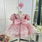 Luxurious Princess Dress with Train for Girls Baby's birthday party dress | KLFFLGID