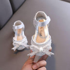 Sparkling Princess Crystal Sandals Pearlescent Bows Comfortable and Stylish Princess Sandals
