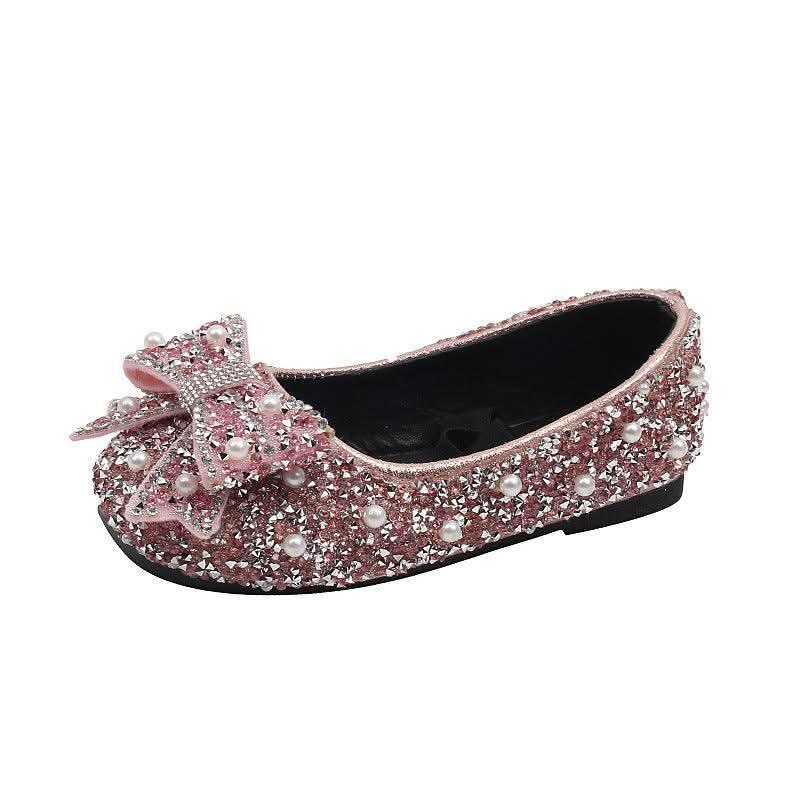 Princess Sparkle Shoes Elegant Bow Shoes for Little Girls Shimmering Princess Shoes
