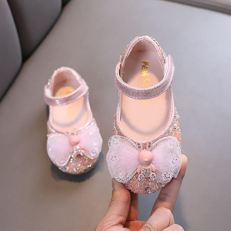 Soft & Comfortable: Easy Velcro Closure Stylish Kids' Shoes for All Occasions Perfect Blend of Glitter Rhinestones & Bows