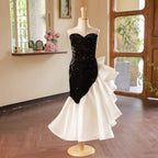 Elegant Princess Dress Shimmering Black and White Gown