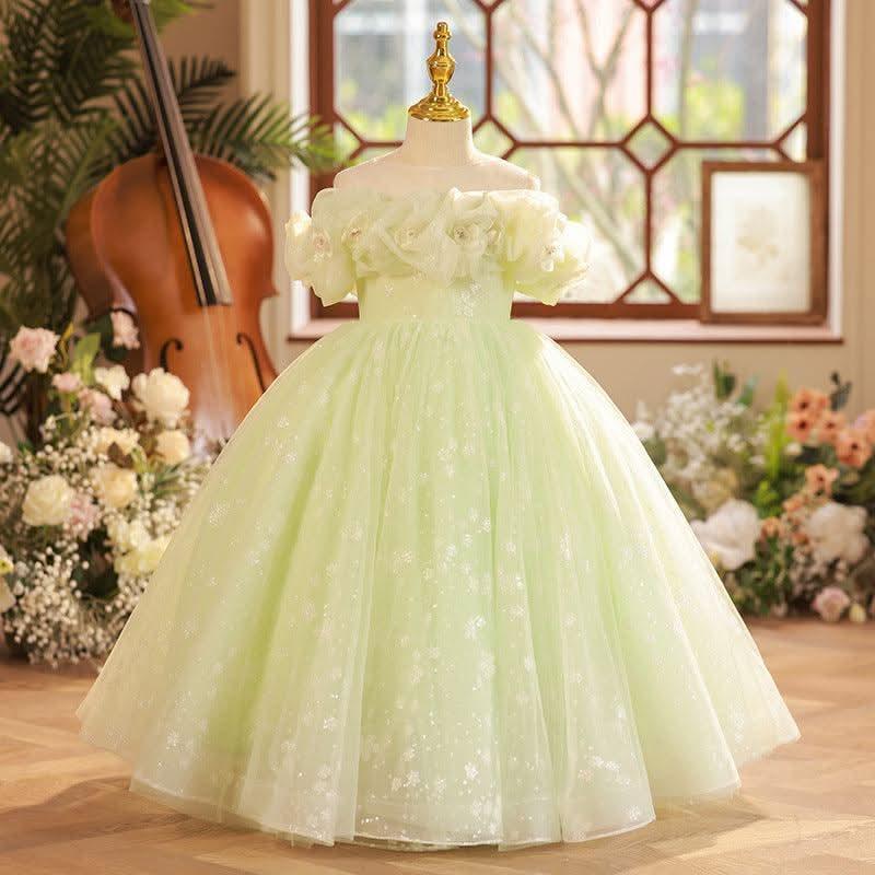Fairy-like Light Green Dress Premium Tulle Children's Dress