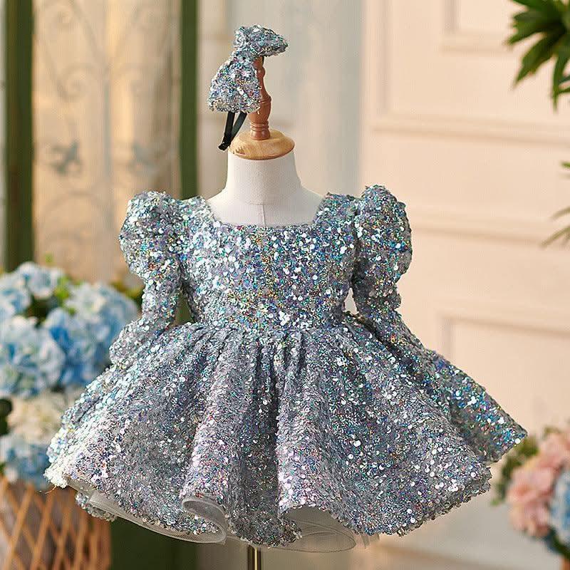 Girls Sparkling Sequin Princess Party Dress | KLFFIGID