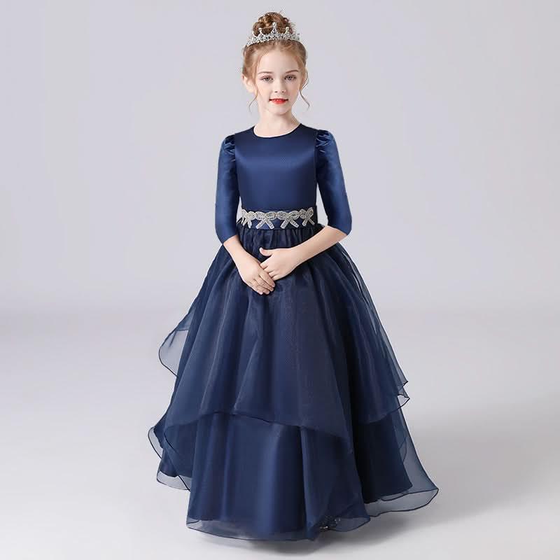 Dreamy Blue Gown for an Elegant Little Princess Multi-Layered Organza Dress for a Touch of Royal Playfulness