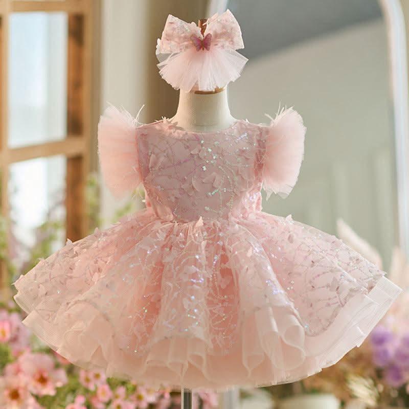Sleeveless Butterfly Dreamy Princess Puff Flower Girl Dress | KLFFIGID