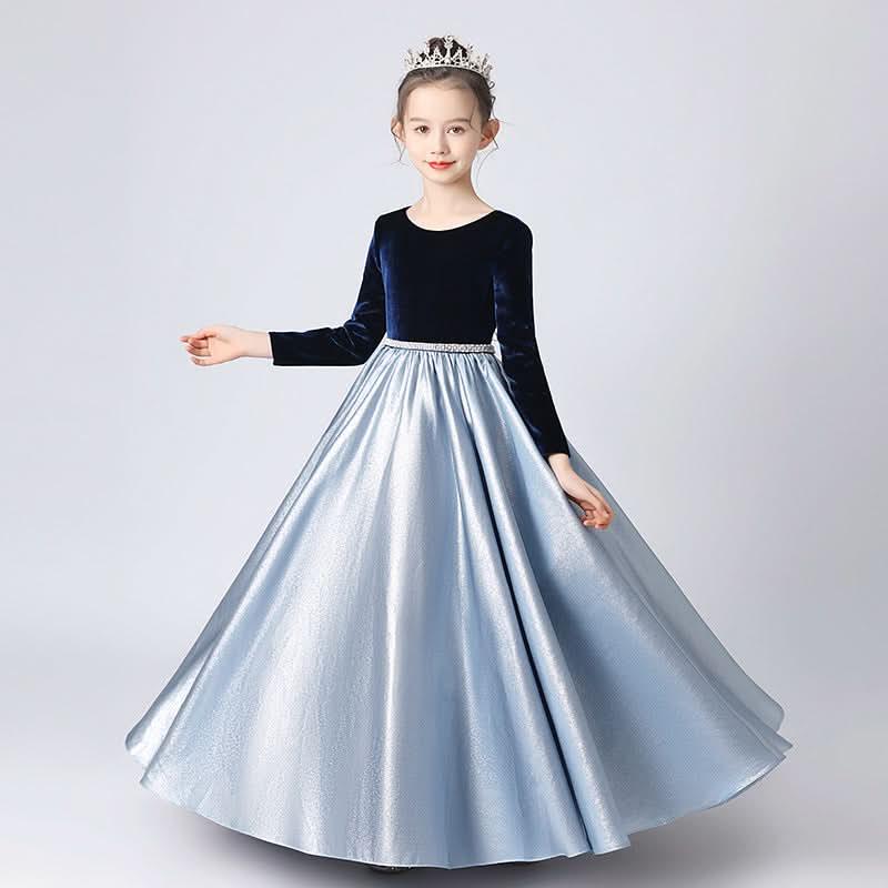 Girls' Velvet Gown The Dreamy Elegant Dress A Perfect Blend of Shine and Elegance A Princess-Style Gown
