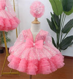 Long Sleeve Sequined Purple Princess Party Dress | KLFFIGID