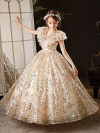 Girls Fairy Dream Multicolor Sequin Long Princess Gown | KLFFIGID