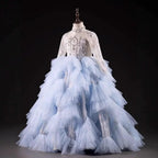 New Wedding Flower Girl Pearl Elegant Girls Evening Dress